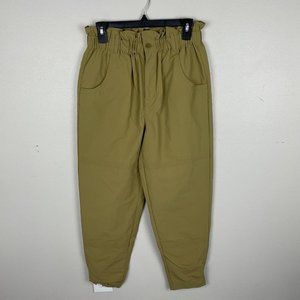 Madewell Ripstop Pull-On Paperbag Pants Beige High Rise Straight Leg Size S